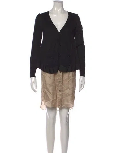 Pre-owned Sacai V-neck Mini Dress In Black