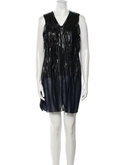 Pre-owned Sacai V-neck Mini Dress In Multi