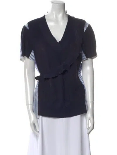 Pre-owned Sacai V-neck Short Sleeve Blouse In Green