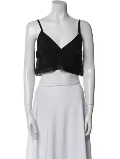 Pre-owned Sacai V-neck Sleeveless Crop Top In Black