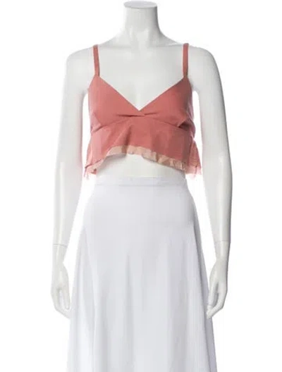 Pre-owned Sacai V-neck Sleeveless Crop Top In Pink