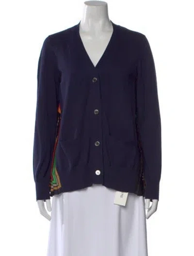 Pre-owned Sacai V-neck Sweater In Blue