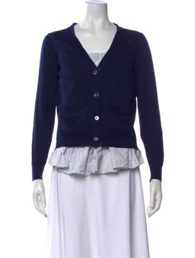 Pre-owned Sacai V-neck Sweater In Blue