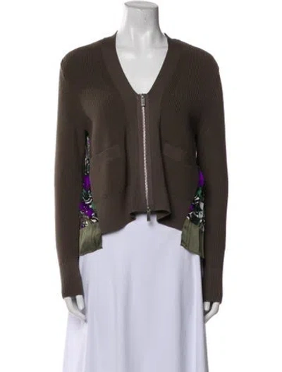 Pre-owned Sacai V-neck Sweater In Green