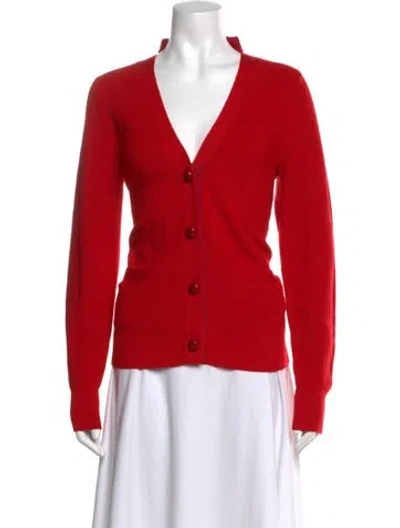 Pre-owned Sacai V-neck Sweater In Red