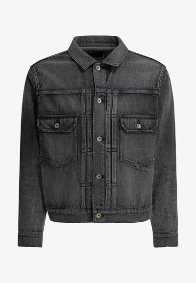 Sacai Washed Denim Jacket In Black