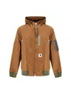 Sacai Washed Duck Hooded Blouson By  X Carhartt Wip In Brown