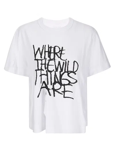 Sacai Where The Wild Things Are Cotton Jersey T-shirt In White