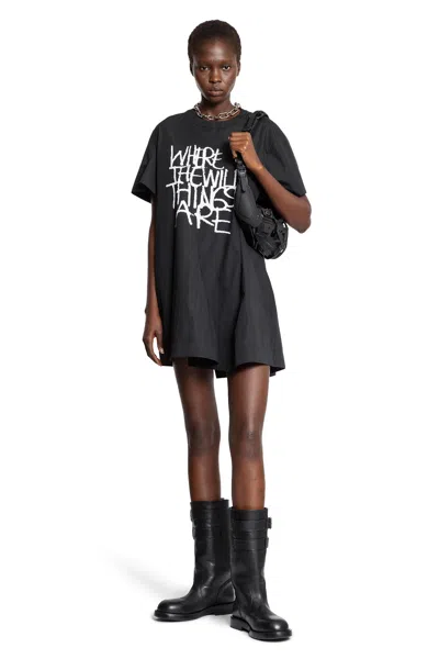 Sacai Where The Wild Things Are Poplin Dress In Black