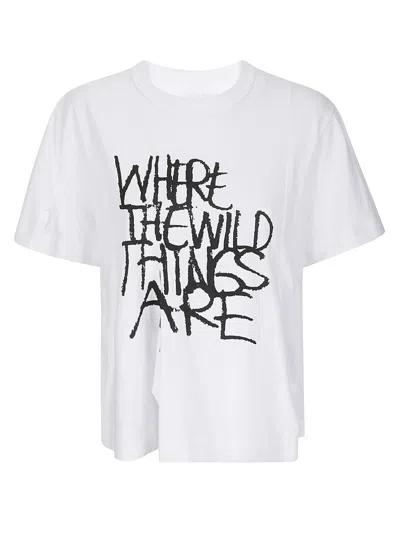 Sacai Where The Wild Things Are Cotton Jersey T-shirt In White