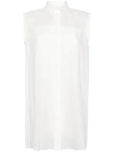 Sacai Pleat-detail Shirt Dress In White