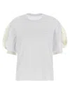 Sacai Cotton T-shirt With Balloon Sleeve In White