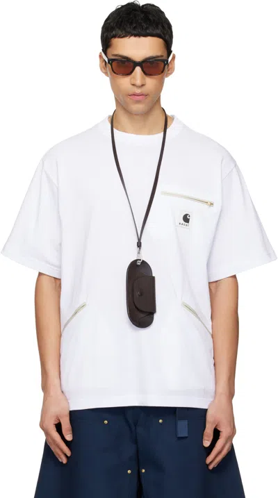 Sacai White Carhartt Wip Edition Cotton Jersey T-shirt