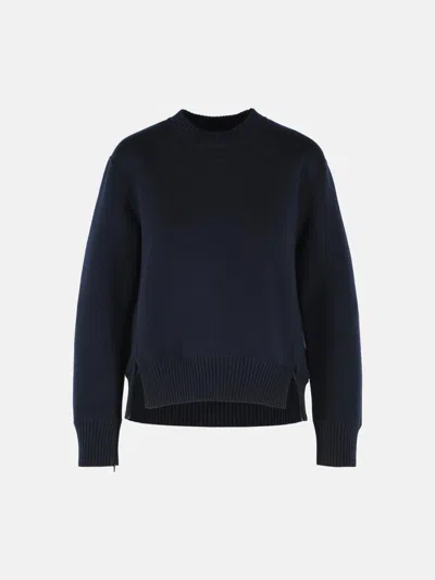 Sacai White Cotton Blend Sweater In Blue