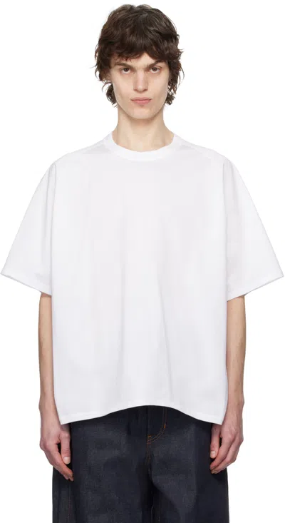 SACAI WHITE COTTON JERSEY T-SHIRT