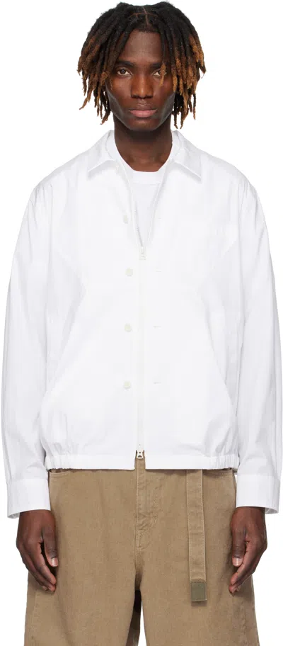 Sacai White Cotton Poplin Jacket In 151 Off White