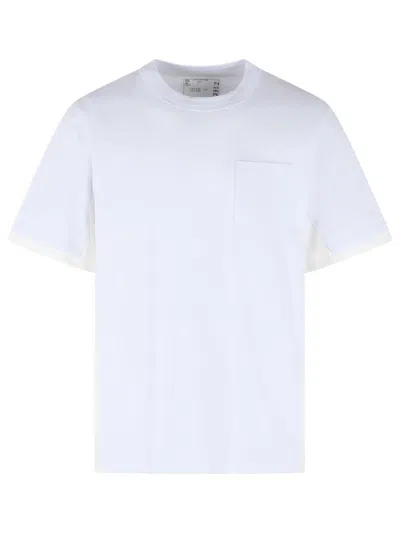 Sacai Cotton Jersey Crew Neck Pocket T Shirt In White