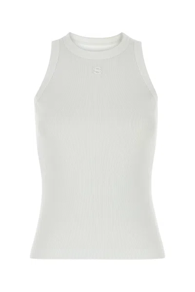 Sacai Ribbed Crew Neck Tank Top In White