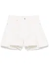 Sacai Denim Shorts With Belt Loops And Flounces In White