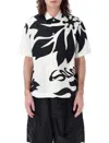 Sacai Floral Embroidered Patch Poplin Shirt In White