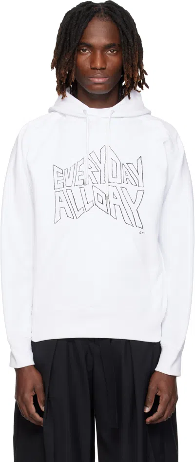 Sacai White 'geoff ' Print Hoodie