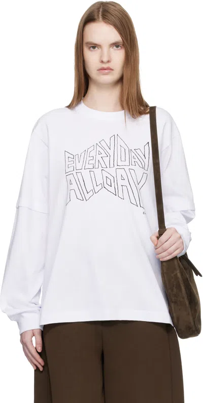 Sacai White 'geoff ' Print L/s T-shirt