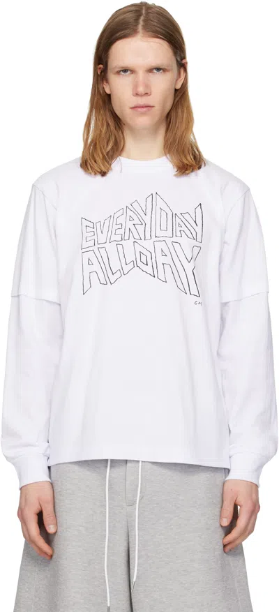 Sacai Printed Long-sleeved T-shirt In White