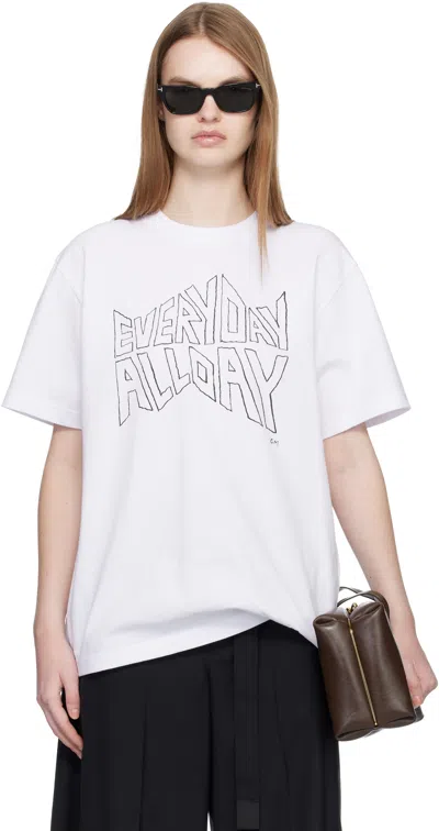 Sacai Beige Graphic Crew Neck T-shirt In Nude