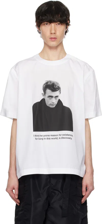 Sacai White James Dean Cotton Poplin T-shirt In 151 Off White