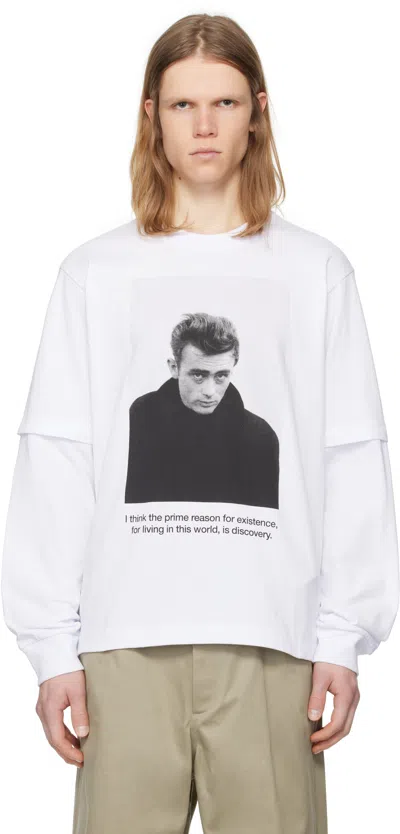 Sacai White 'james Dean' L/s T-shirt In 101 White