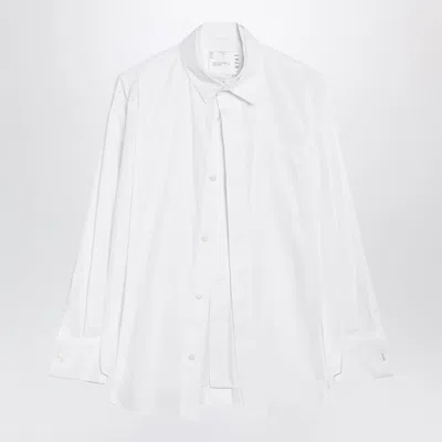 Sacai White Layered Mini Shirt In Cotton Blend