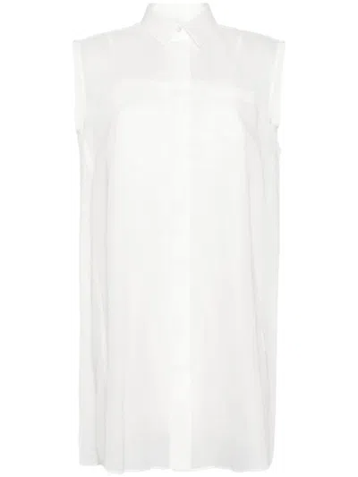 Sacai Pleat-detail Shirt Dress In White
