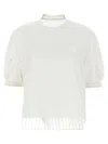 Sacai White Organza T-shirt In White