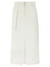 Sacai White Pleated Denim Skirt In White