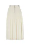 Sacai White Pleated Midi Skirt In Offwhite