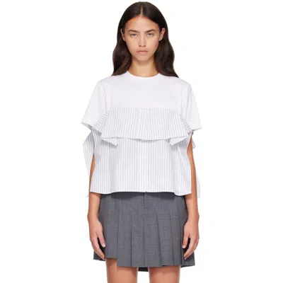 Sacai White Poplin Cotton Jersey T-shirt