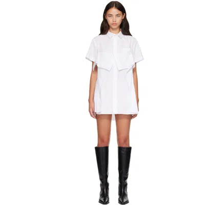 Sacai White Poplin Minidress