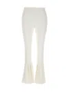 Sacai Ribbed Elastic Waistband Flared Pants In White
