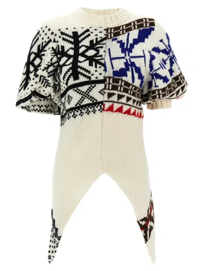 SACAI WHITE ROUND NECK DRESS