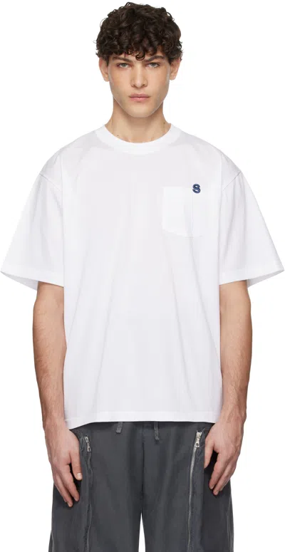 Sacai White 's' Cotton Jersey T-shirt In 101 White