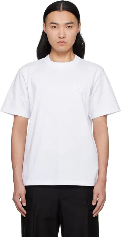 SACAI WHITE WTAPS EDITION FLOCK PRINT T-SHIRT