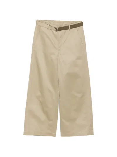 Sacai Wide Chino Pants In Neutral