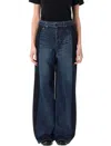 Sacai Denim Suiting Wide Leg Belted Pants In Blue Navy