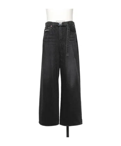 Sacai Wide Denim Pants In Black
