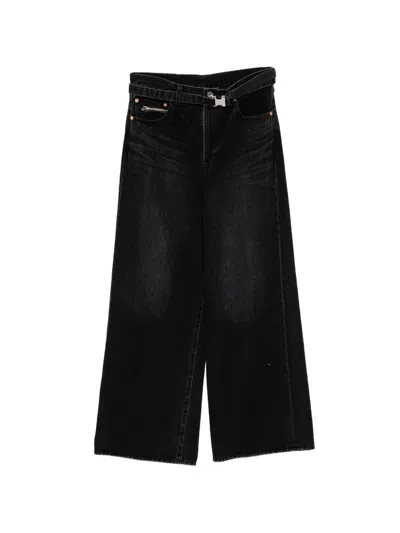 Sacai Wide Denim Pants In Black