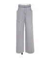 Sacai Wide-leg Belted Jeans In Gray