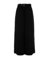 Sacai Wide-leg Wool Trousers With Belted Waist In Black