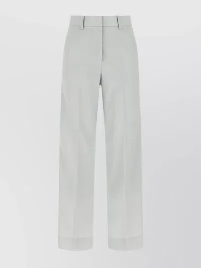 Sacai Wide Leg Cropped Trousers With Front Crease In Gray