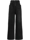 Sacai Wide-leg Belted Jeans In Black