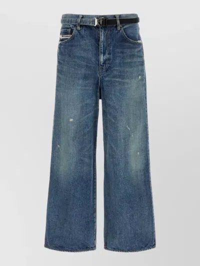 Sacai Wide Leg Denim Jeans Five Pocket Design In Blue
